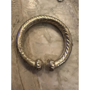 Vintage Burmese Double Headed Large Thick Hollow Handmade Bracelet Bangle Tribal